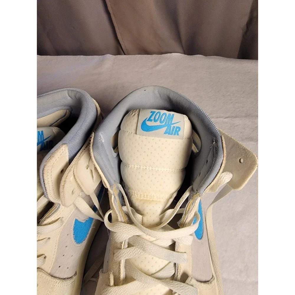 Men's NIKE Size 12 Air Jordan 1 Zoom‎ Comfort 2 High Dark Powder Blue/white!!